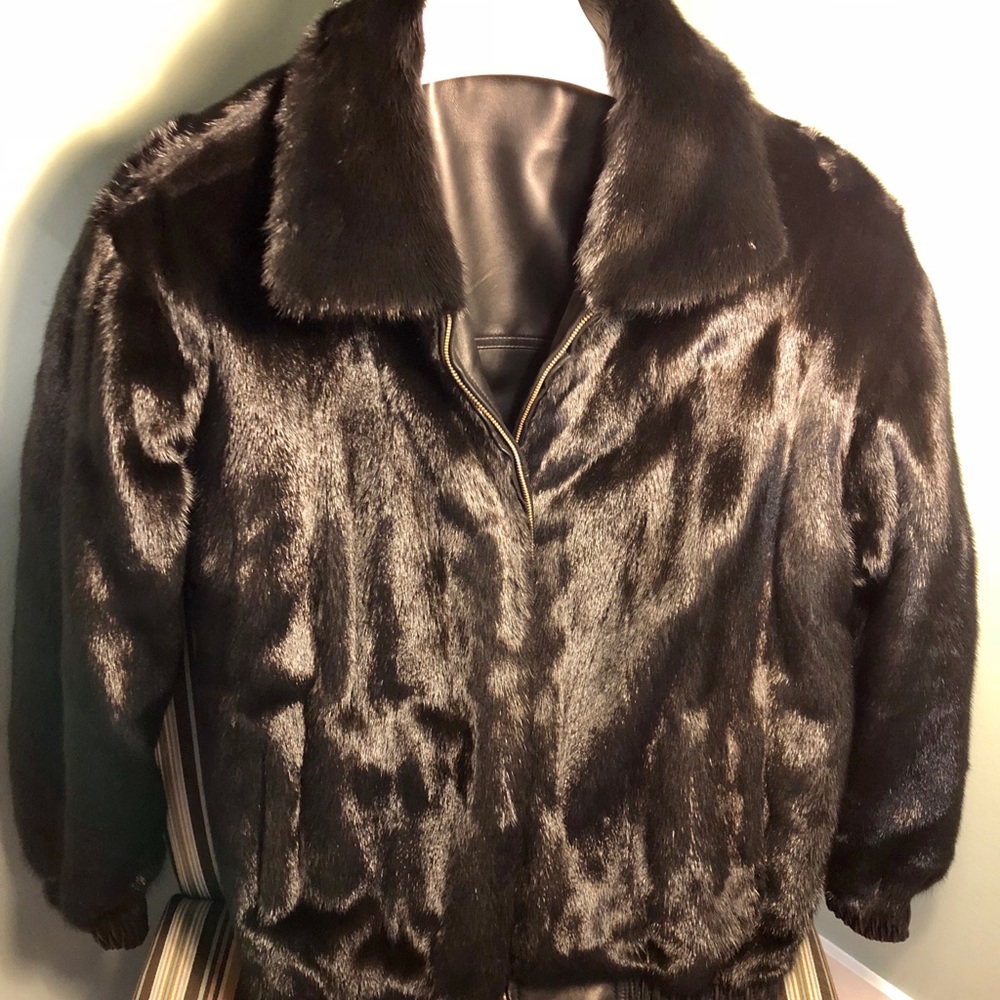 Beautiful Fur Mink Leather Jacket **Reversible**